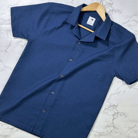 Half Sleeve Cuban Shirt | Navy Blue