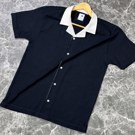 Half Sleeve Cuban Shirt | Dark Navy